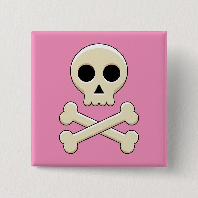 Skull with Bones 15 Cm Square Badge (Front)