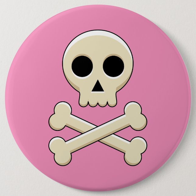 Skull with Bones 6 Cm Round Badge (Front)