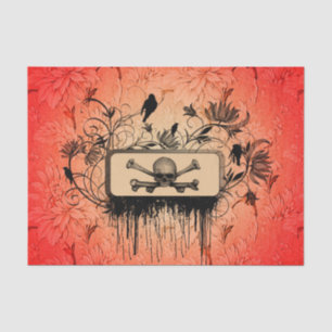 Skull with bones and floral elements tissue paper
