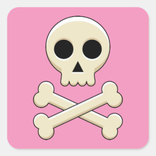 Skull with Bones Square Sticker