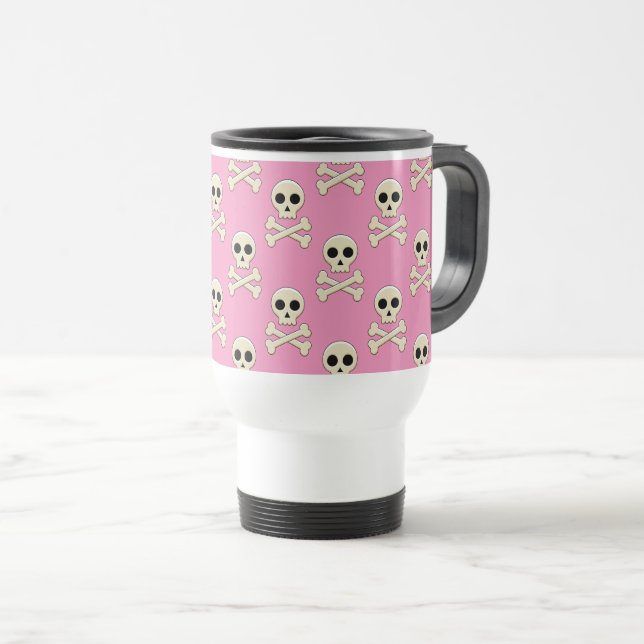 Skull with Bones Travel Mug (Front Right)