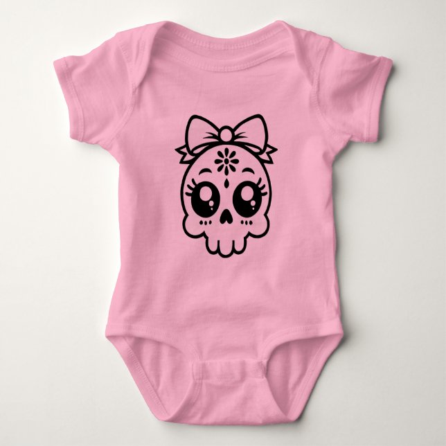 Skull with Bow  Baby Bodysuit (Front)