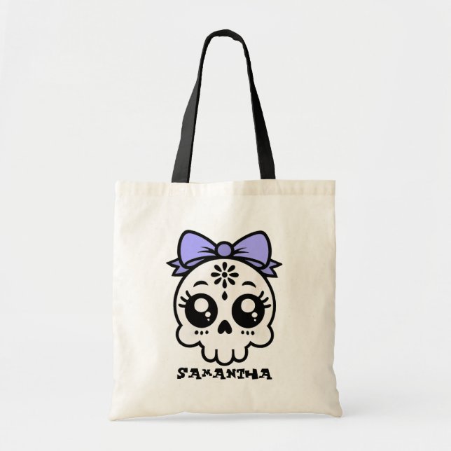 Skull with Bow - Customise Candy Tote Bag (Front)