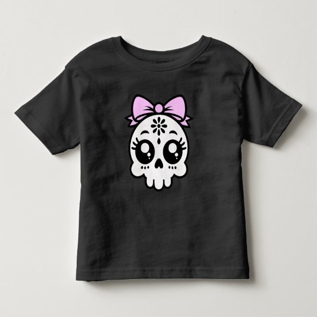 Skull with Bow  Toddler T-Shirt (Front)