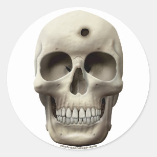 Skull with Bullet Hole Classic Round Sticker