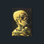 Skull with Burning Cigarette by Vincent van Gogh Canvas Print<br><div class="desc">Skull with Burning Cigarette by Vincent van Gogh is a vintage fine art post impressionism still life painting. A portrait of human skeleton smoking. Great image to use for anti-smoking products. Smoking kills 1, 000s every year, help someone to quit smoking today. Great image for Halloween or Día de los...</div>