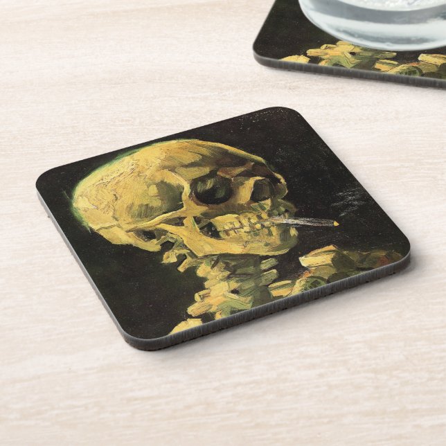 Skull with Burning Cigarette by Vincent van Gogh Coaster (Left Side)