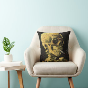 Skull with Burning Cigarette by Vincent van Gogh Cushion