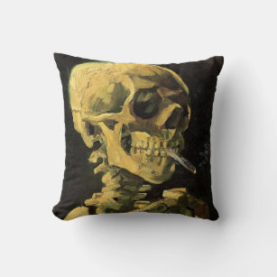 Skull with Burning Cigarette by Vincent van Gogh Cushion