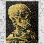 Skull with Burning Cigarette by Vincent van Gogh Jigsaw Puzzle<br><div class="desc">Skull with Burning Cigarette by Vincent van Gogh is a vintage fine art post impressionism still life painting. A portrait of human skeleton smoking. Great image to use for anti-smoking products. Smoking kills 1, 000s every year, help someone to quit smoking today. Great image for Halloween or Día de los...</div>