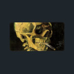 Skull with Burning Cigarette by Vincent van Gogh Label<br><div class="desc">Skull with Burning Cigarette by Vincent van Gogh is a vintage fine art post impressionism still life painting. A portrait of human skeleton smoking. Great image to use for anti-smoking products. Smoking kills 1, 000s every year, help someone to quit smoking today. Great image for Halloween or Día de los...</div>