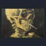 Skull with Burning Cigarette by Vincent van Gogh Placemat<br><div class="desc">Skull with Burning Cigarette by Vincent van Gogh is a vintage fine art post impressionism still life painting. A portrait of human skeleton smoking. Great image to use for anti-smoking products. Smoking kills 1, 000s every year, help someone to quit smoking today. Great image for Halloween or Día de los...</div>