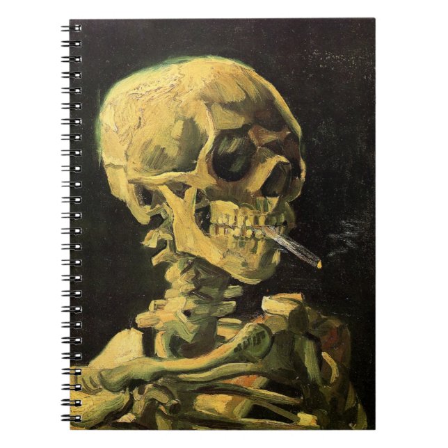 Skull with Burning Cigarette by Vincent van Gogh Spiral Notebook (Front)
