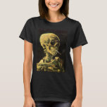 Skull with Burning Cigarette by Vincent van Gogh T-Shirt<br><div class="desc">Skull with Burning Cigarette by Vincent van Gogh is a vintage fine art post impressionism still life painting. A portrait of human skeleton smoking. Great image to use for anti-smoking products. Smoking kills 1, 000s every year, help someone to quit smoking today. Great image for Halloween or Día de los...</div>