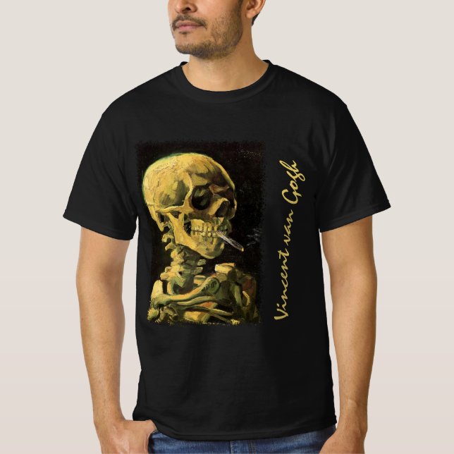 Skull with Burning Cigarette by Vincent van Gogh T-Shirt (Front)