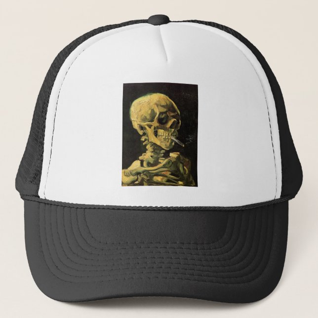 Skull with Burning Cigarette by Vincent van Gogh Trucker Hat (Front)