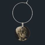 Skull with Burning Cigarette Van Gogh Goth Artwork Wine Charm<br><div class="desc">Vincent van Gogh (Dutch, 1853 - 1890) Skull of a Skeleton with Burning Cigarette, 1885–86, Oil on canvas Unframed: 32 cm × 24.5 cm (13 in × 9.6 in) Early work by Vincent van Gogh. This small painting is part of the permanent collection of the Van Gogh Museum in Amsterdam....</div>