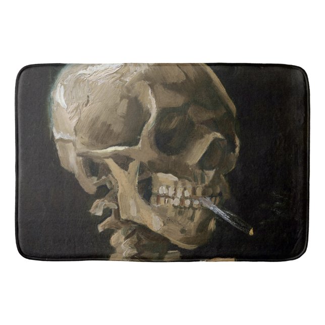 Skull with Burning Cigarette Vincent van Gogh Art Bath Mat (Front)