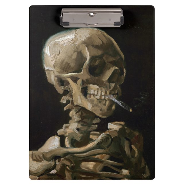 Skull with Burning Cigarette Vincent van Gogh Art Clipboard (Front)
