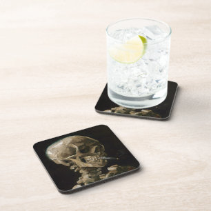 Skull with Burning Cigarette Vincent van Gogh Art Coaster