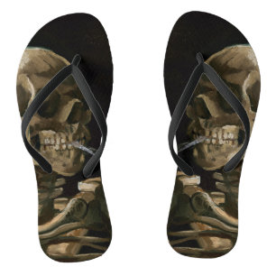 Skull with Burning Cigarette Vincent van Gogh Art Jandals