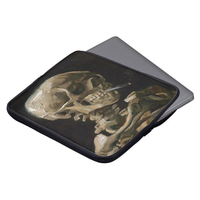 Skull with Burning Cigarette Vincent van Gogh Art Laptop Sleeve (Front Top)