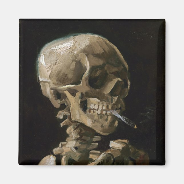 Skull with Burning Cigarette Vincent van Gogh Art Magnet (Front)
