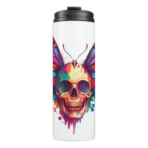 Skull with Butterfly Wings Thermal Tumbler