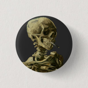 Skull with Cigarette by Van Gogh 3 Cm Round Badge