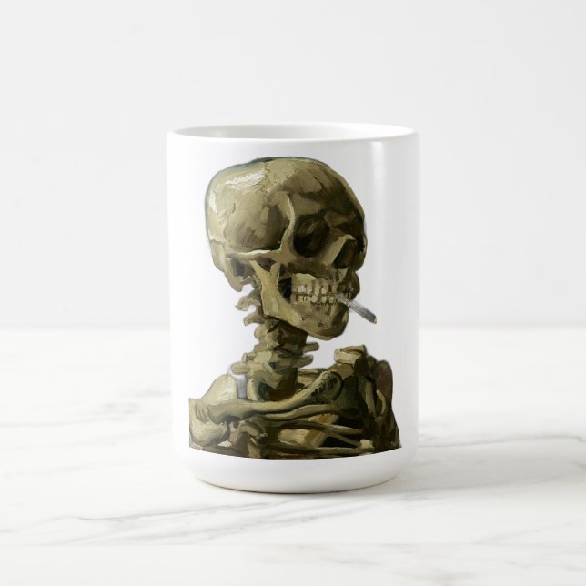 Skull with Cigarette by Van Gogh Coffee Mug (Center)