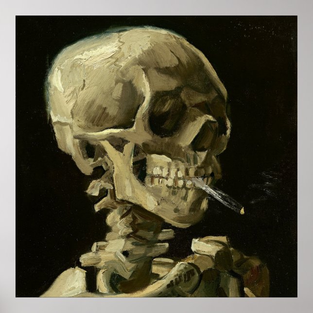 Skull with Cigarette by Van Gogh Square Poster (Front)
