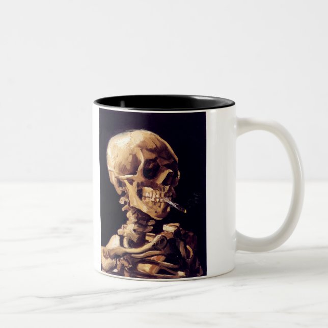 Skull With Cigarette, Van Gogh Two-Tone Coffee Mug (Right)