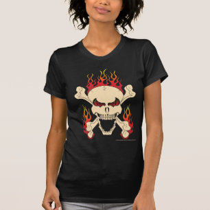 Skull with Crossed Bones & Flames Women's T-Shirt