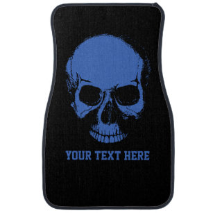 Skull with Custom Text - Blue Skeleton Personalise Car Mat