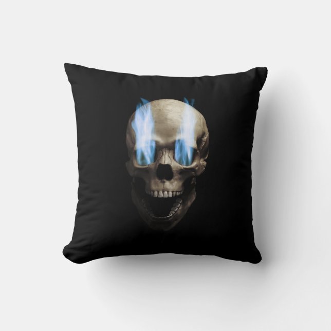 Skull with flaming eyes cushion (Front)