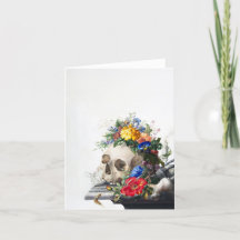 Skull with Flowers, Blank Card