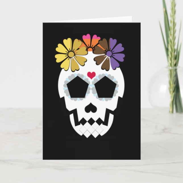 Skull With Flowers Card (Front)