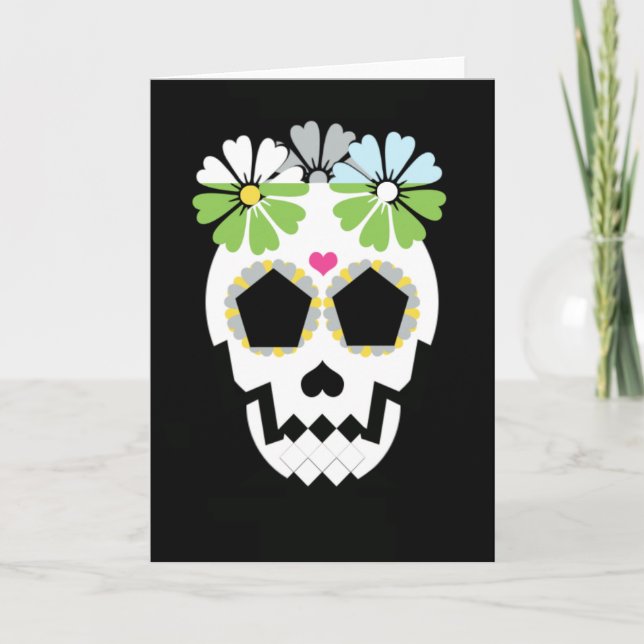 Skull With Flowers Card (Front)