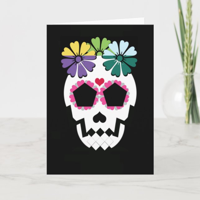 Skull With Flowers Card (Front)
