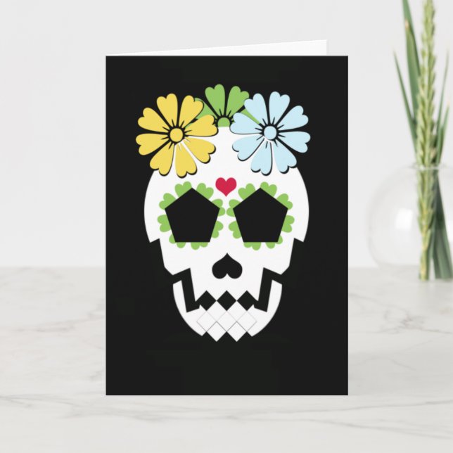 Skull With Flowers Card (Front)
