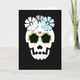 Skull With Flowers Card