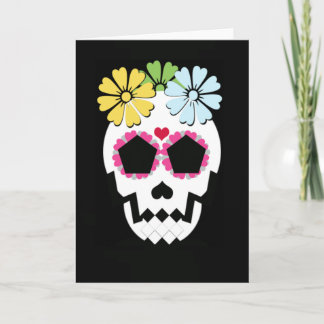 Skull With Flowers Greeting Card