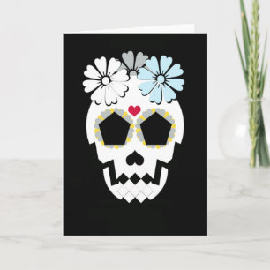 Skull With Flowers Greeting Card