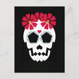 Skull With Flowers Postcard