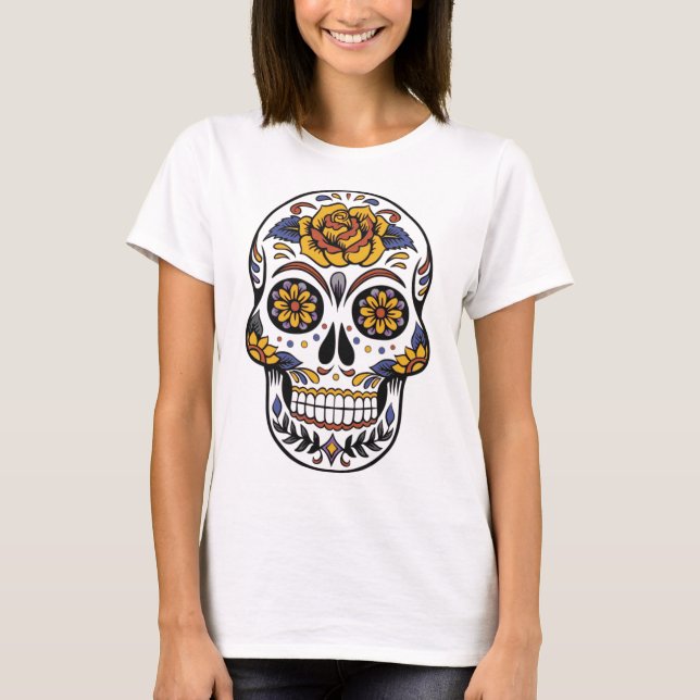Skull with Flowers T-Shirt (Front)