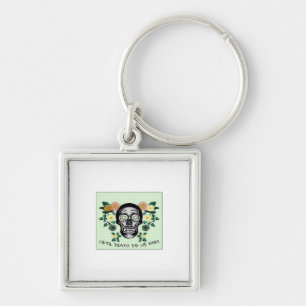 Skull With Flowers Until Death Do Us Part Classic Key Ring