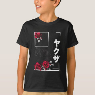 Skull With Flowers - Urban Japanese Style Design T-Shirt