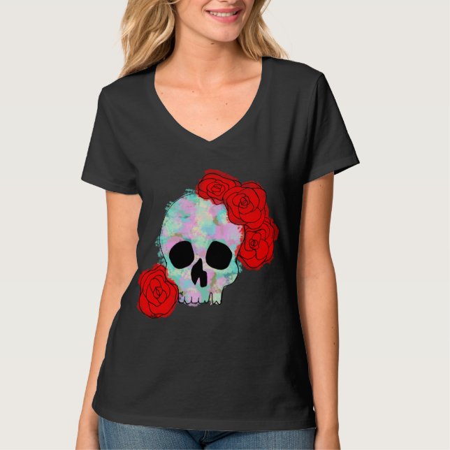 Skull with Flowers Women's Top (Front)