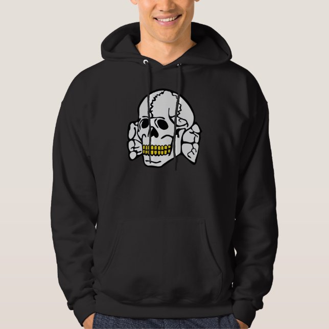 Skull with Gold Grill Hooded Sweatshirt (Front)