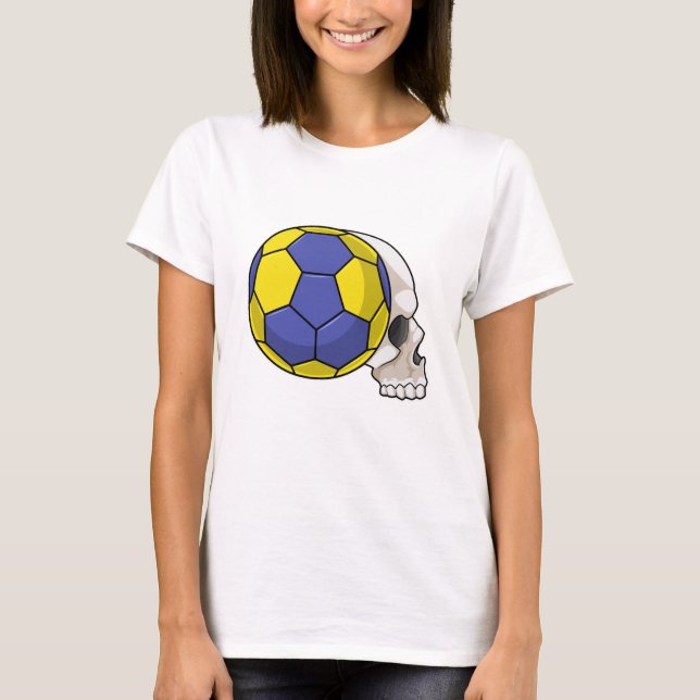 Skull with Handball Sports T-Shirt (Front)